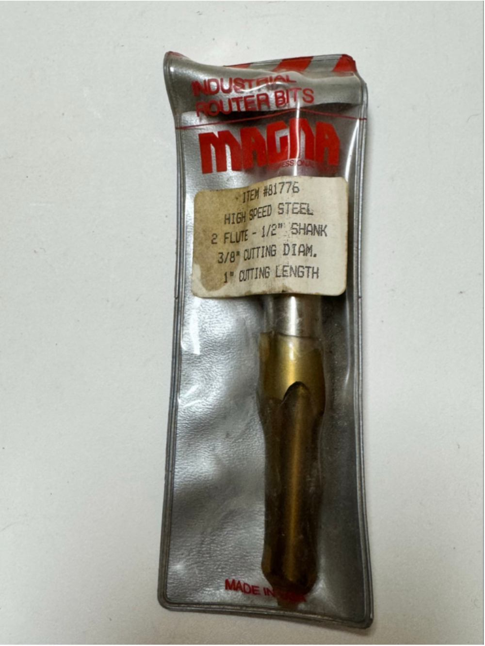 Magna Industrial Router Bit 3/8" Diameter 1/2" Shank HSS High Speed Steel